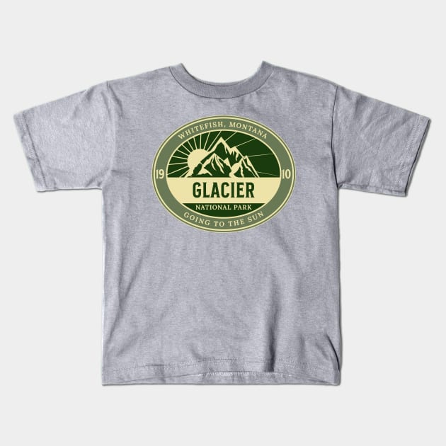 Glacier National Park, Est. 1910.  Whitefish, Montana, Going to the Sun Kids T-Shirt by Blended Designs